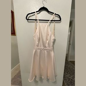 B. Darlin Cream Satin Lace Back Dress